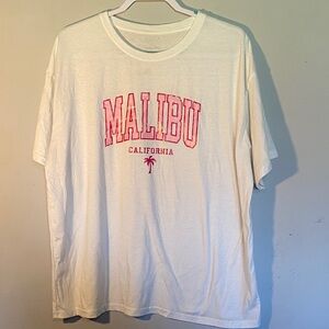 SHEIN White and Pink Malibu Tee